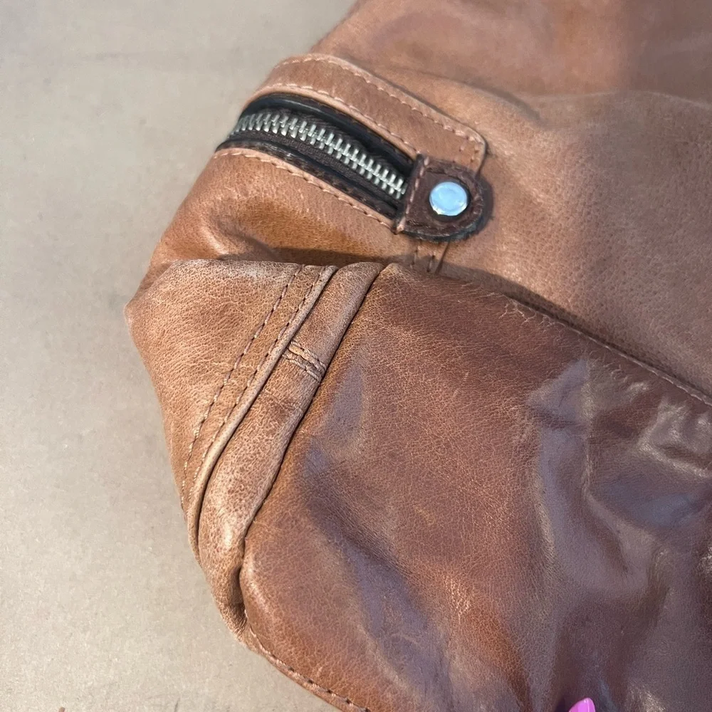 Tano Original Bag Check Bucket Tan Genuine Leather Multiple Pocket Hobo Shoulder